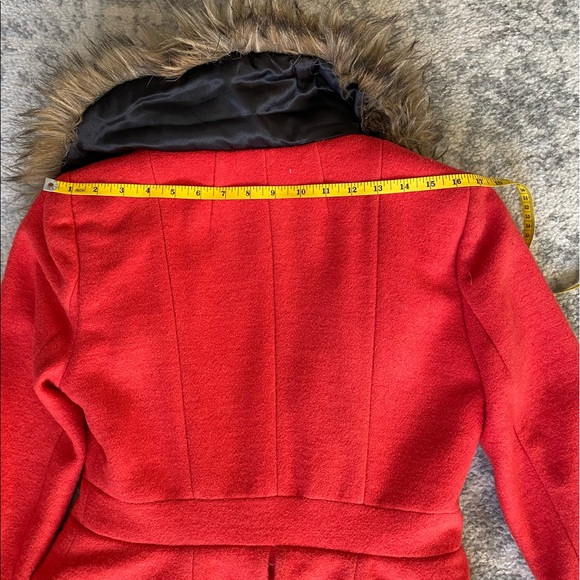 Anthropologie Orange Coat with Faux Fur Size 2 - Picture 14 of 15